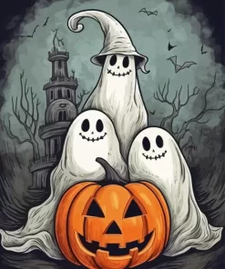 Halloween Ghosts Paint By Numbers