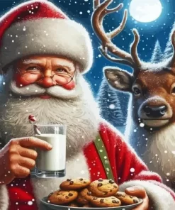 Santa Eating Cookies Paint by Number