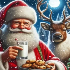 Santa Eating Cookies Paint by Number