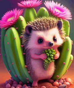 Hedgehog And Cactus Paint by Number