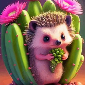 Hedgehog And Cactus Paint by Number