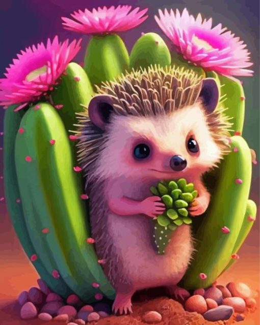 Hedgehog And Cactus Paint by Number