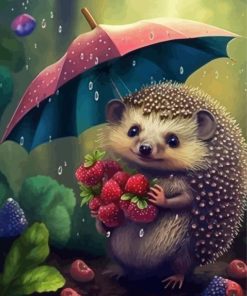 Hedgehog And Strawberries Paint by Number