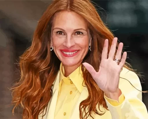 Julia Roberts Wearing Yellow Paint by Number