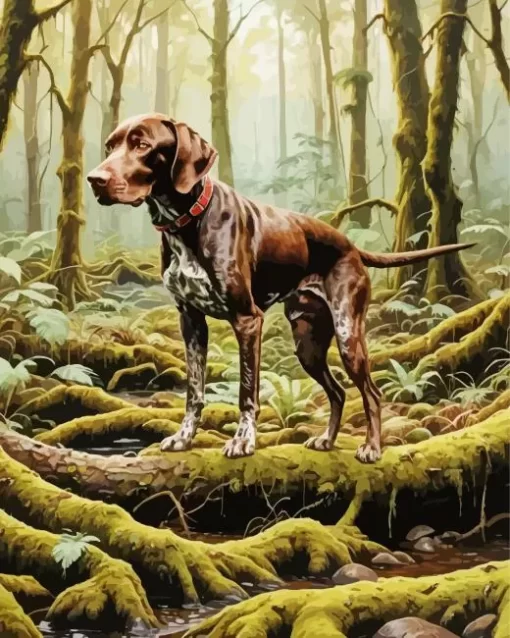 Jungle German Shorthaired Pointer Paint by Number