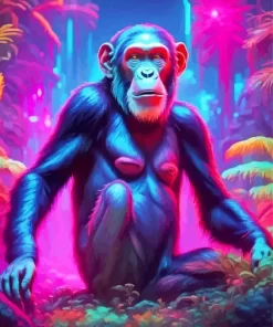 Neon Chimpanzee Paint by Number