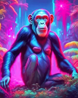 Neon Chimpanzee Paint by Number