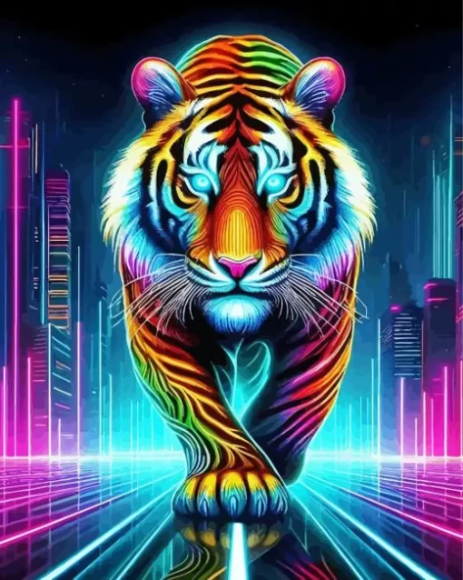 Neon Tiger Paint by Number