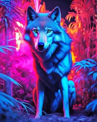 Neon Wolf Paint by Number