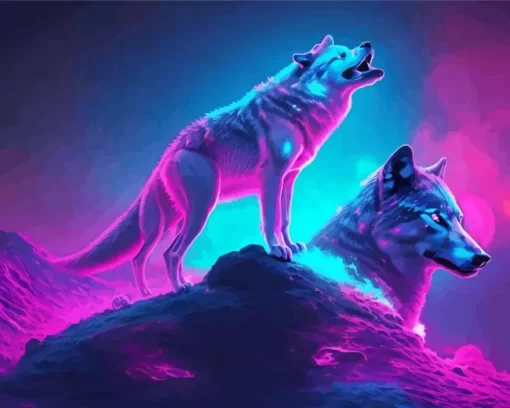 Neon Wolves Paint by Number