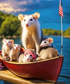 Opossums On Boat Paint by Number