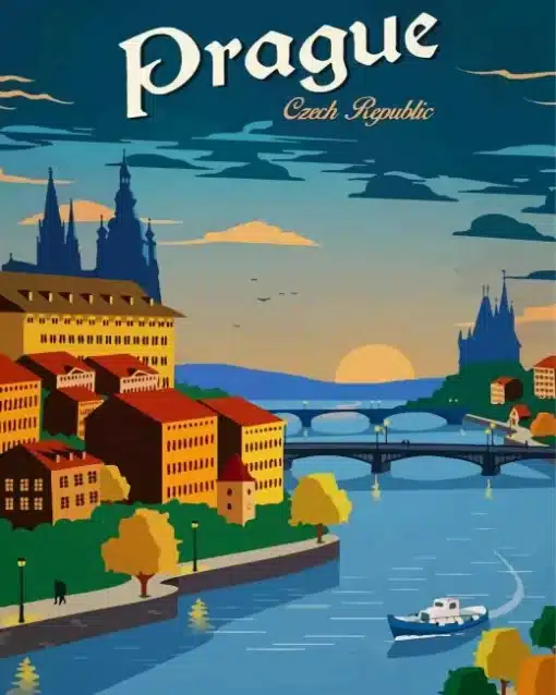 Prague City Poster Paint by Number