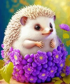 Purple Floral Hedgehog Paint by Number