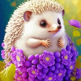 Purple Floral Hedgehog Paint by Number