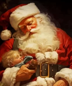 Santa And A Baby Paint by Numbers