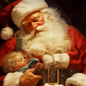 Santa And A Baby Paint by Numbers