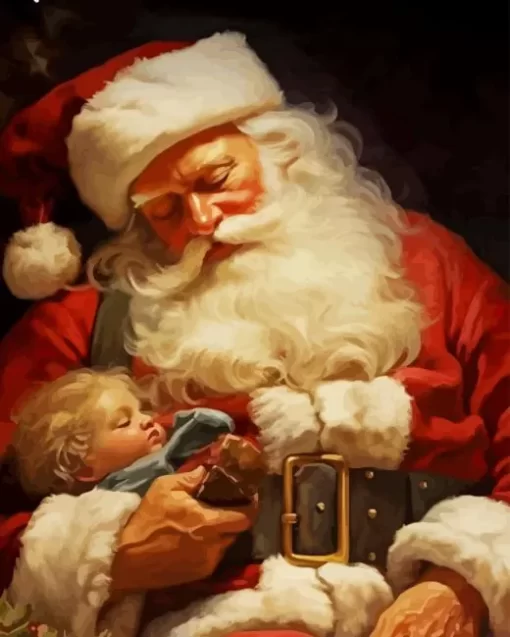 Santa And A Baby Paint by Numbers