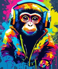 Splatter Dj Monkey Paint by Number