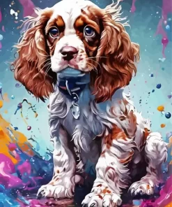 Splatter English Cocker Spaniel Paint by Number