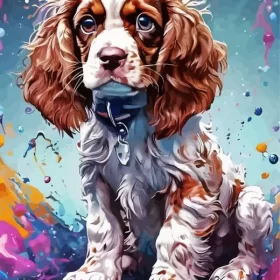 Splatter English Cocker Spaniel Paint by Number