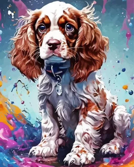 Splatter English Cocker Spaniel Paint by Number