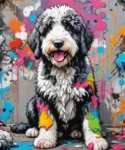 Splatter Sheepadoodle Paint by Number