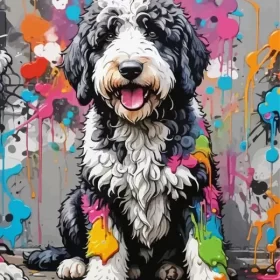 Splatter Sheepadoodle Paint by Number