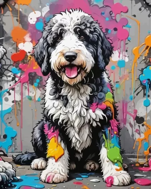 Splatter Sheepadoodle Paint by Number