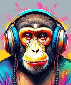 Splatter Colorful Dj Monkey Paint by Number