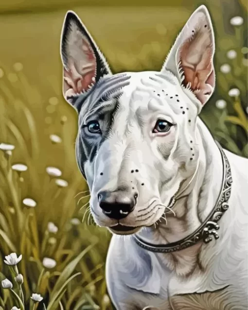 White Bull Terrier Dog Paint by Number