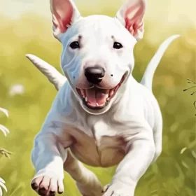 White Bull Terrier With Butterfly Paint by Number