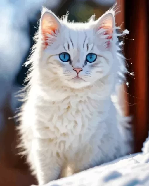 White Himalayan Cat Paint by Number