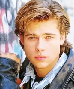 Young Brad Pitt In Faded Leather Jacket Paint by Number