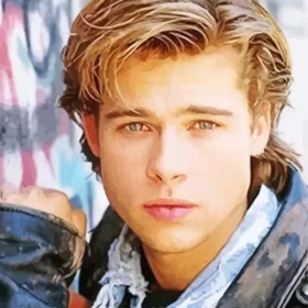 Young Brad Pitt In Faded Leather Jacket Paint by Number