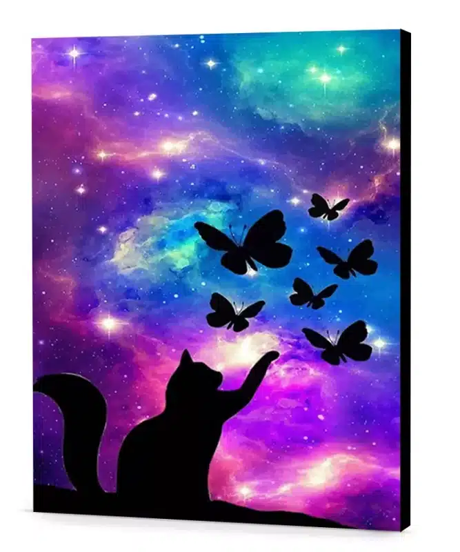 Cat and Butterflies Silhouette easel