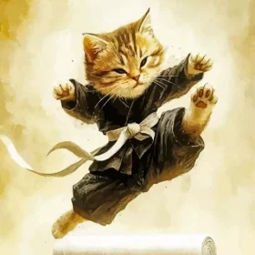 Cute Karate Cat Paint by Number