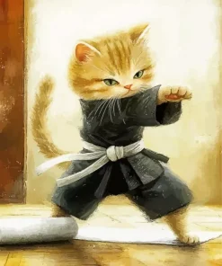 Karate Cat Paint by Number