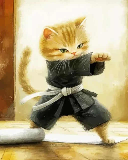 Karate Cat Paint by Number