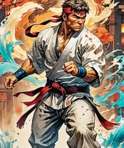 Karate Man Art Paint by Number