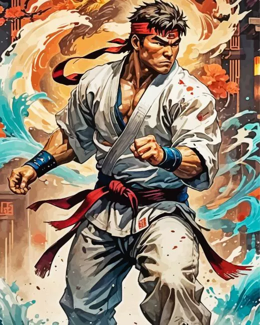 Karate Man Art Paint by Number