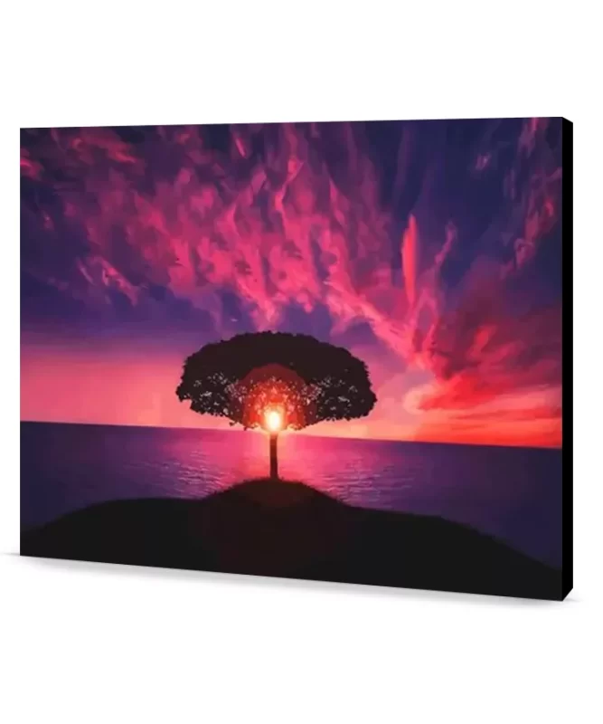 purple sunset DIY Landscape Painting Ideas