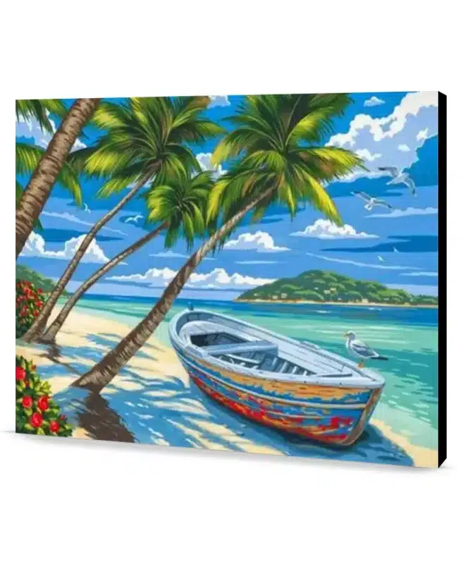 Boat On Beach Island easel