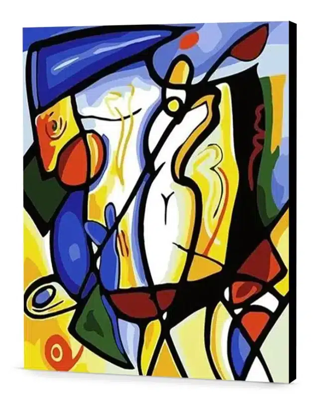 colors Picasso abstract style woman easel