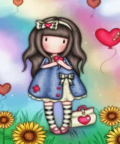 Doll and Pink Hearts Paint by Numbers