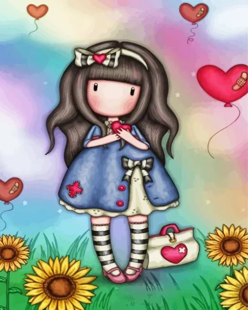 Doll and Pink Hearts Paint by Numbers