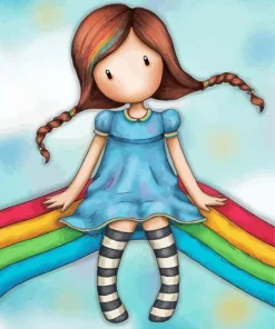 Doll On A Rainbow Paint by Numbers