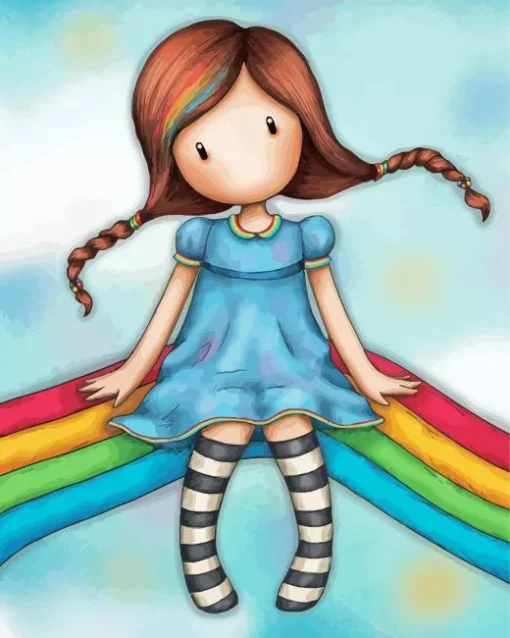 Doll On A Rainbow Paint by Numbers