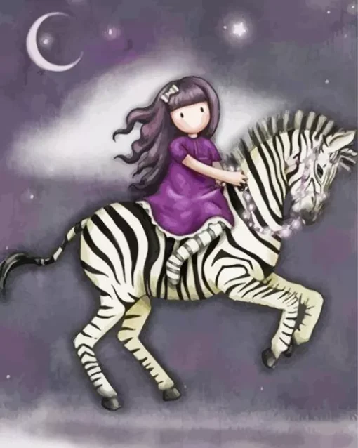 Doll On A Zebra Paint by Numbers