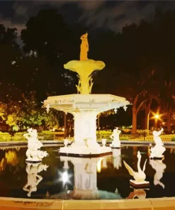 Forsyth Park At Night Paint by Numbers