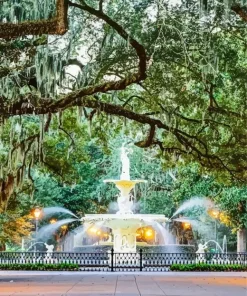 Forsyth Park Fountain Garden Paint by Numbers